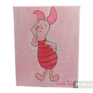 Piglet  Acrylic on Canvas Pink Painting 10"x8"